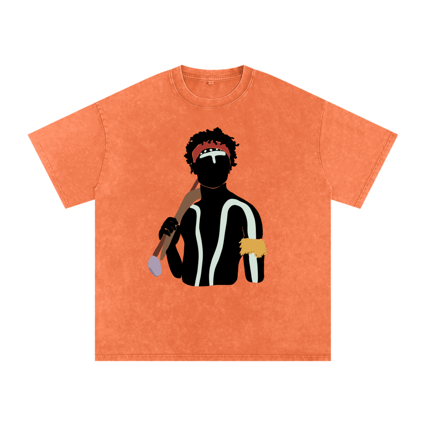 Aboriginal Art | Dreamtime Warrior | Streetwear Unisex 100% Cotton Loose Basic Tee