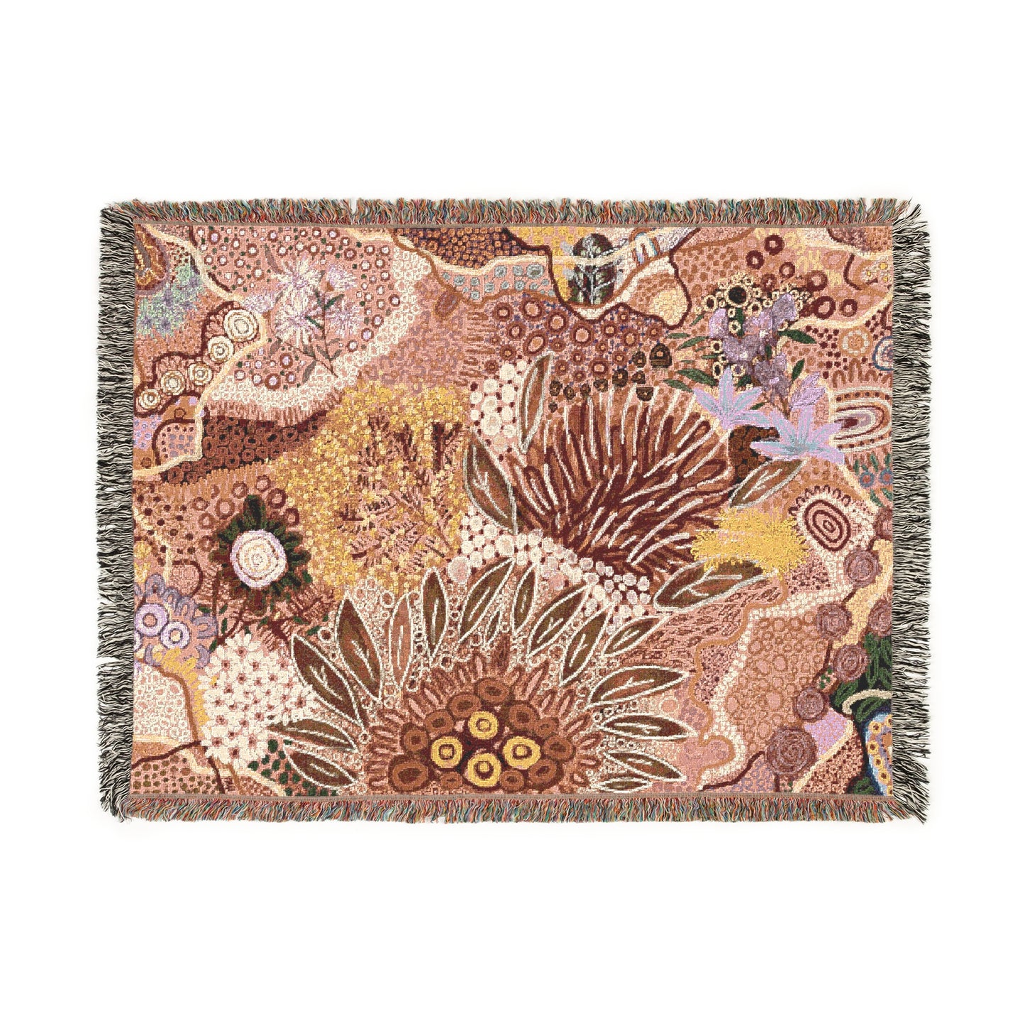 Aboriginal Art | Beautiful Native Flowers | 100% cotton Cozy Woven Blanket