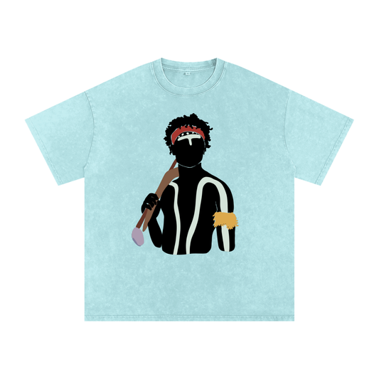 Aboriginal Art | Dreamtime Warrior | Streetwear Unisex 100% Cotton Loose Basic Tee