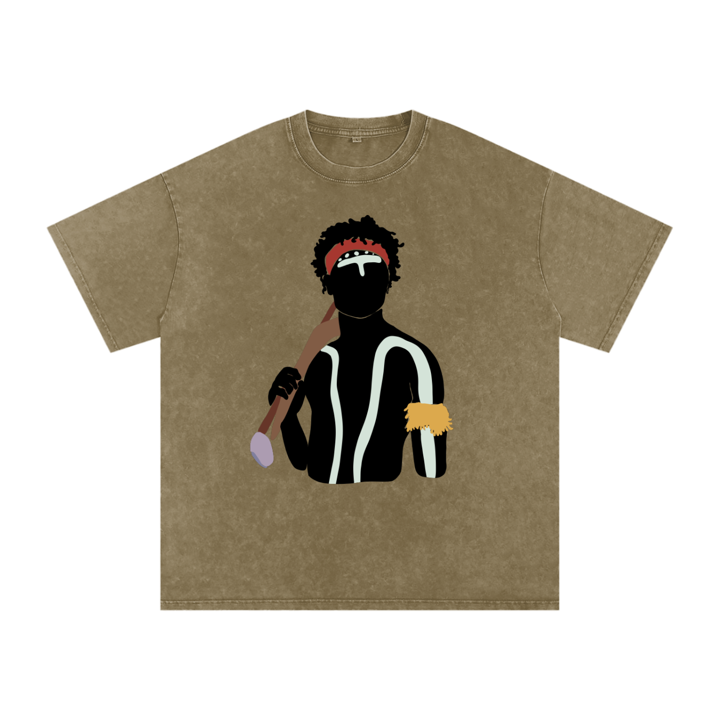 Aboriginal Art | Dreamtime Warrior | Streetwear Unisex 100% Cotton Loose Basic Tee
