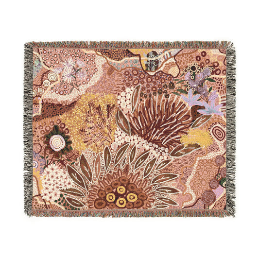 Aboriginal Art | Beautiful Native Flowers | 100% cotton Cozy Woven Blanket