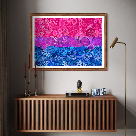 Aboriginal Art | Love Without Limits | Bi Sexual ”Pride Flag" | Art Print