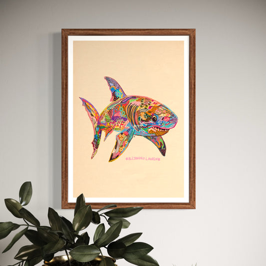 Abstract Expressionism Art | Great White Shark | Fierce and Fearless Collection | Art Print