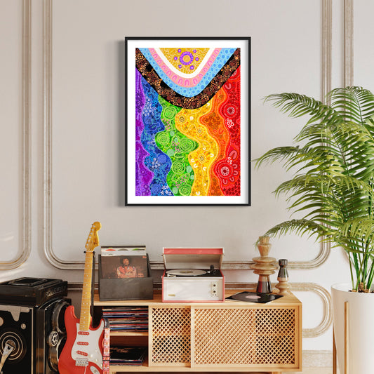 Aboriginal Art | Equality LGBTQIA Inclusive Pride Flag | Art Print