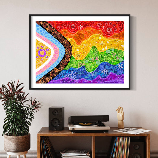 Aboriginal Art | Equality LGBTQIA Inclusive Pride Flag | Art Print