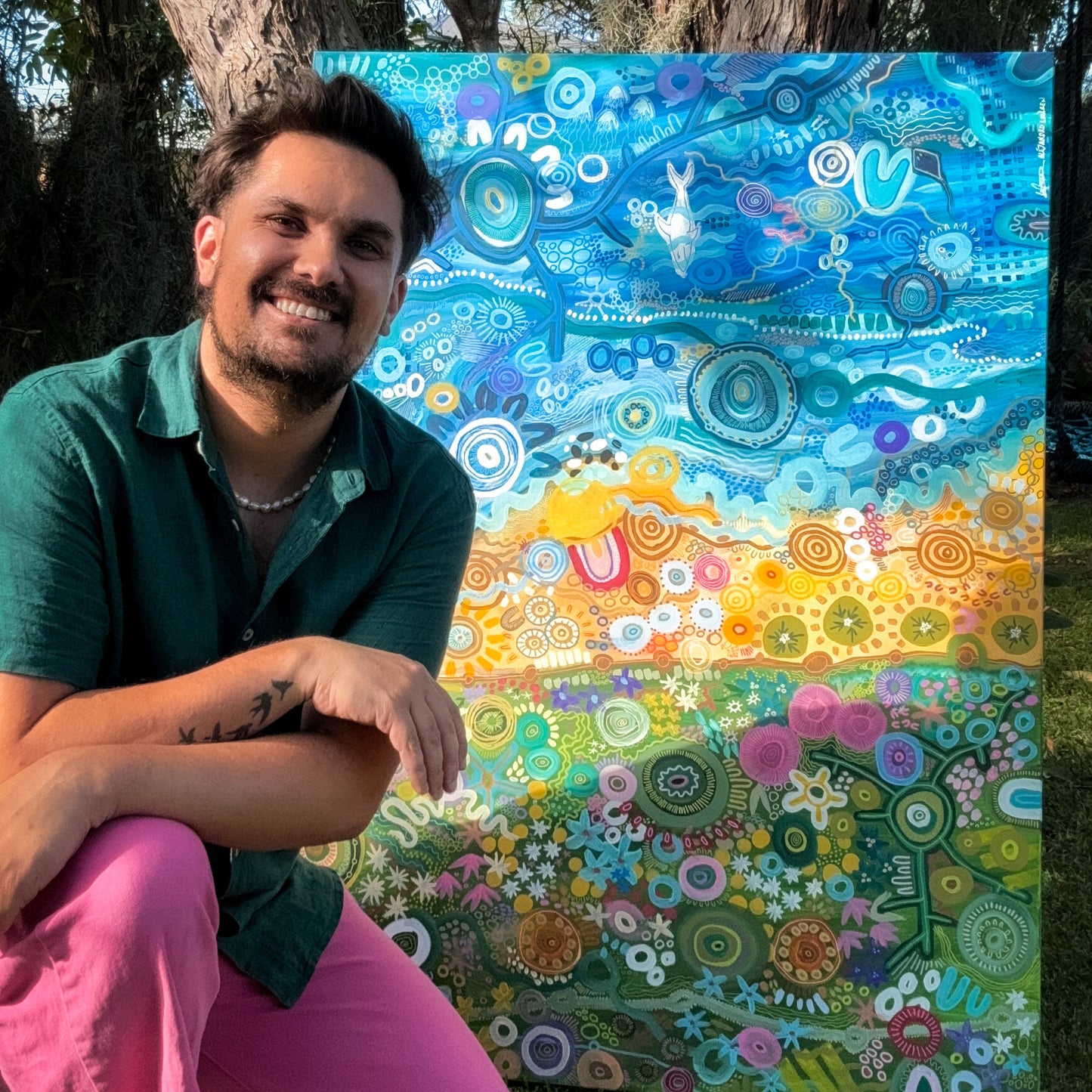 Aboriginal Artwork | Welcoming Shores: A Tanderrum Tribute | Original Work 50 x 40 cm Version One