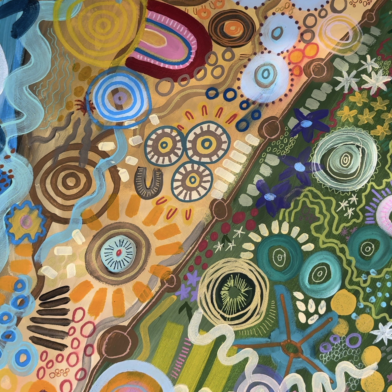 Aboriginal Artwork | Welcoming Shores: A Tanderrum Tribute | Original Work 50 x 40 cm Version One