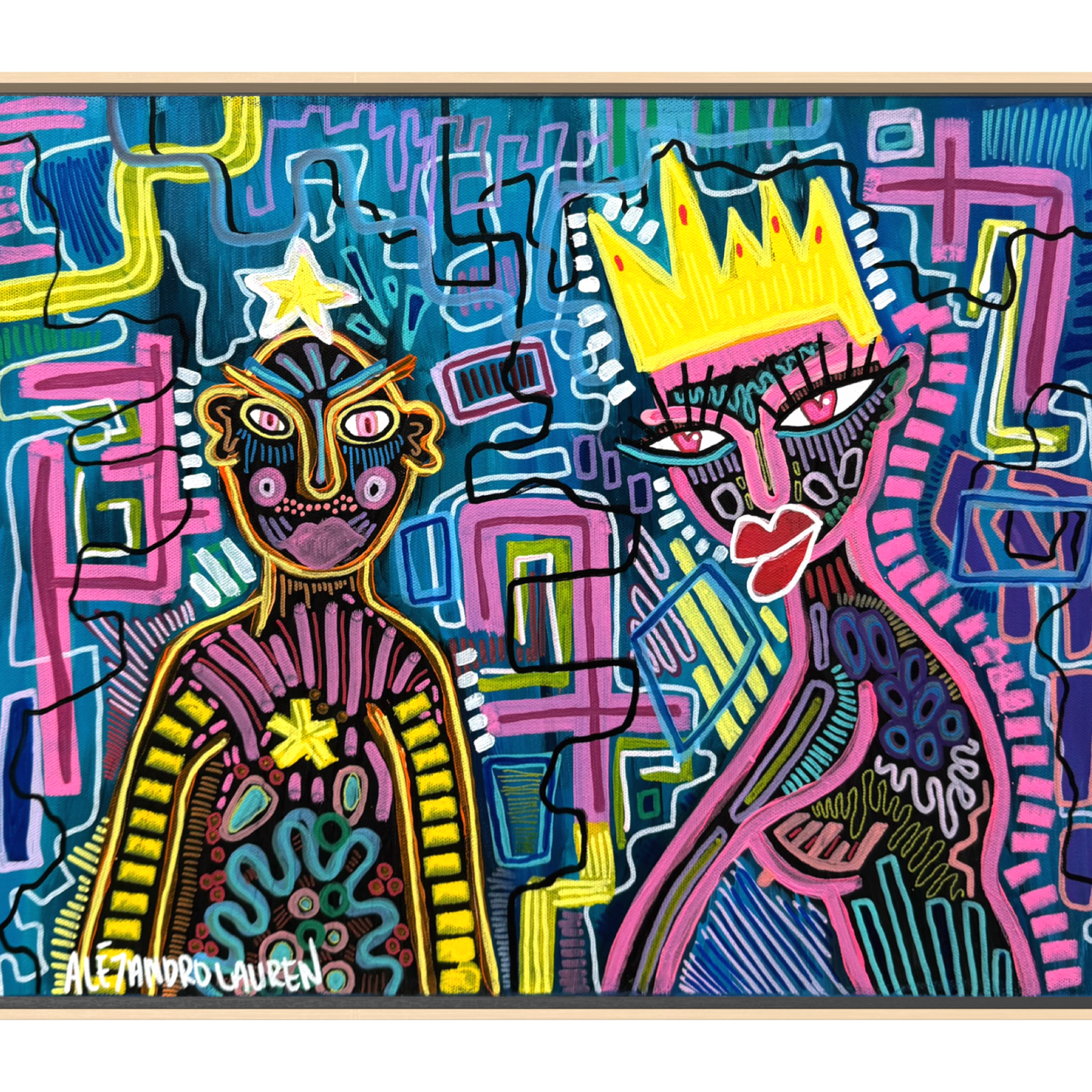 Abstract Art | Star Driver and Passenger Princess | Original Painting 40 x 50cm