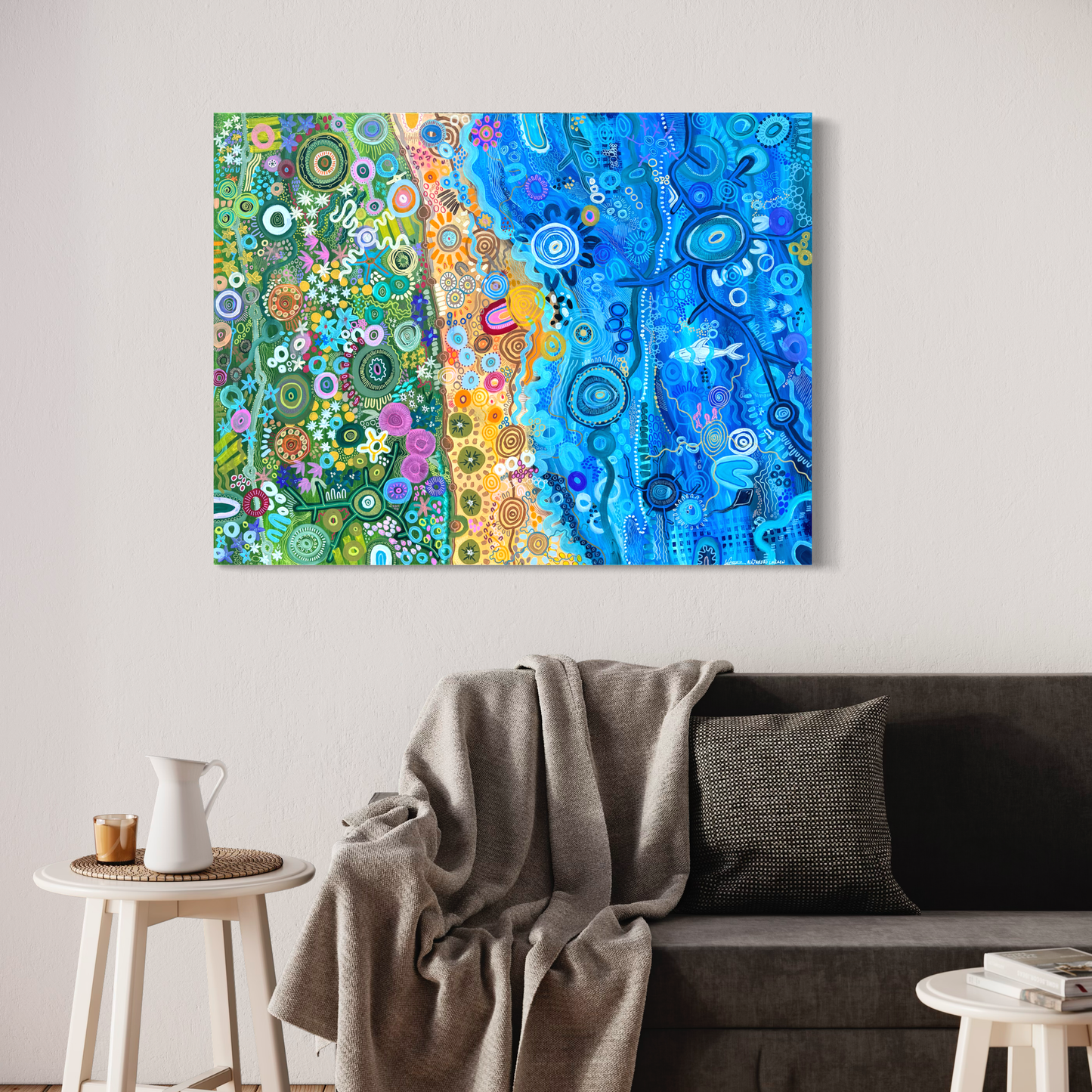 Aboriginal Artwork | Welcoming Shores: A Tanderrum Tribute | Original Work 50 x 40 cm Version One