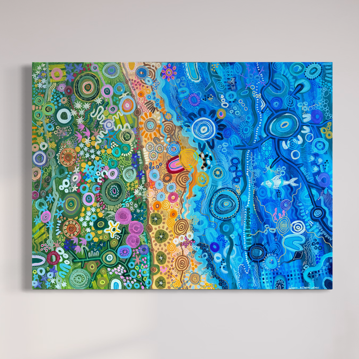 Aboriginal Artwork | Welcoming Shores: A Tanderrum Tribute | Original Work 50 x 40 cm Version One