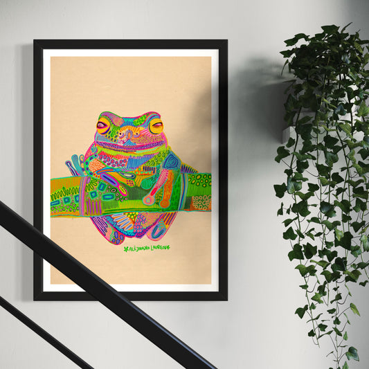 Abstract Expressionism Art | Green Tree Frog | Fierce and Fearless Collection | Art Print