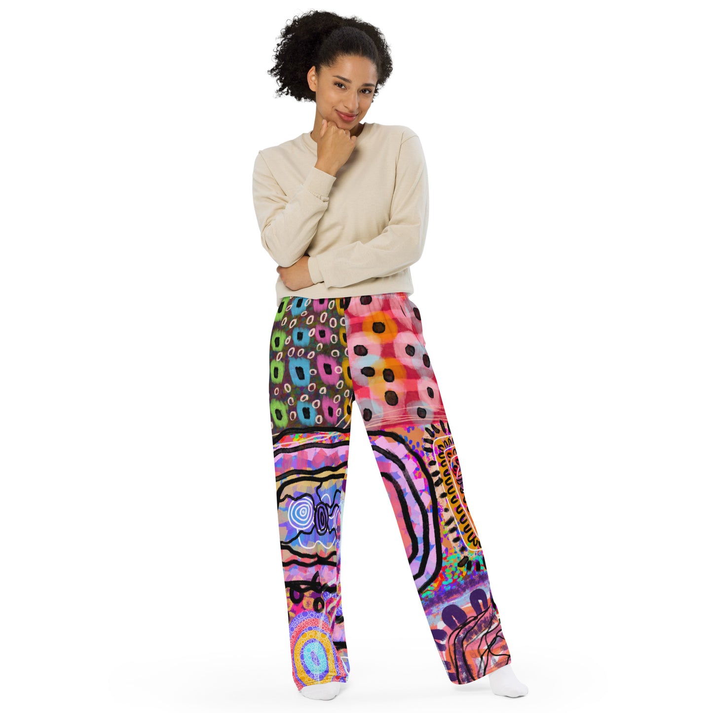 Aboriginal Art | Walls and All | All-over print unisex wide-leg pants