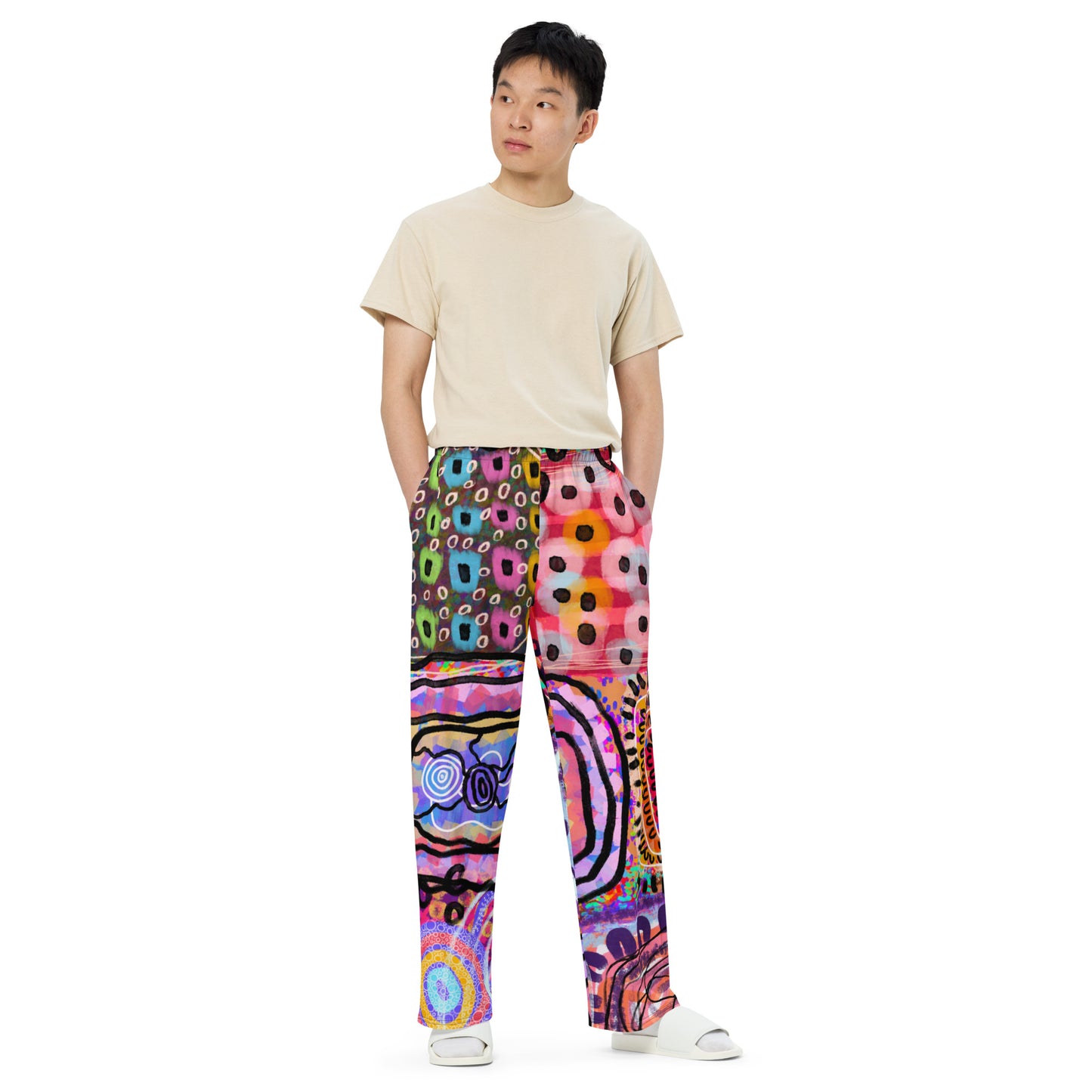 Aboriginal Art | Walls and All | All-over print unisex wide-leg pants