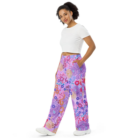 Aboriginal Art | Mum's Garden | All-over print unisex wide-leg pants