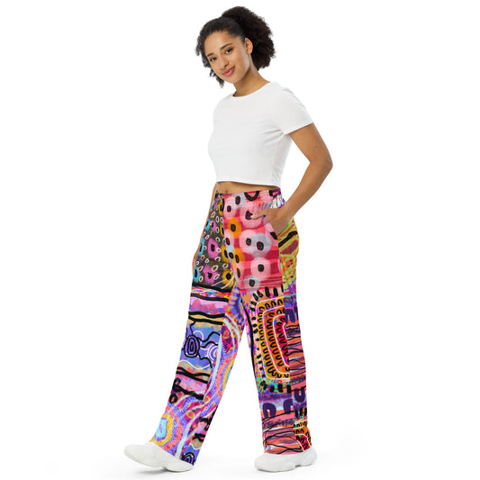 Aboriginal Art | Walls and All | All-over print unisex wide-leg pants