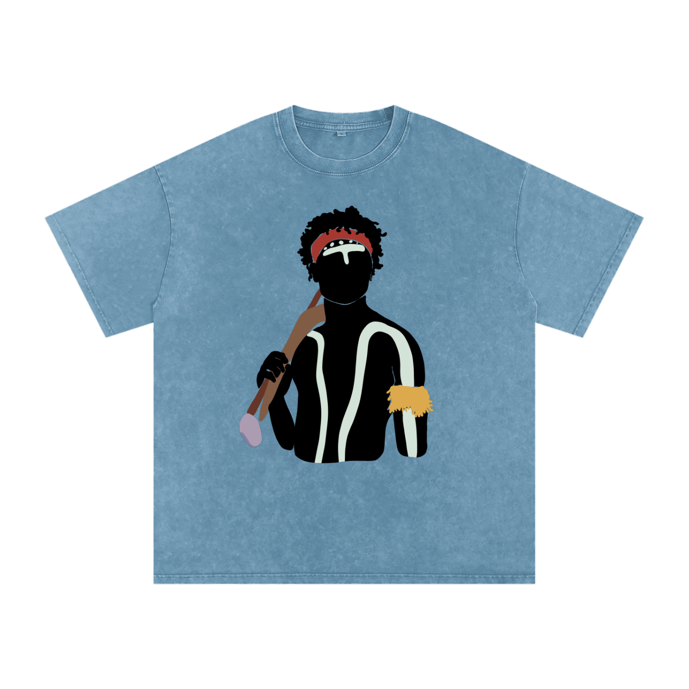 Aboriginal Art | Dreamtime Warrior | Streetwear Unisex 100% Cotton Loose Basic Tee