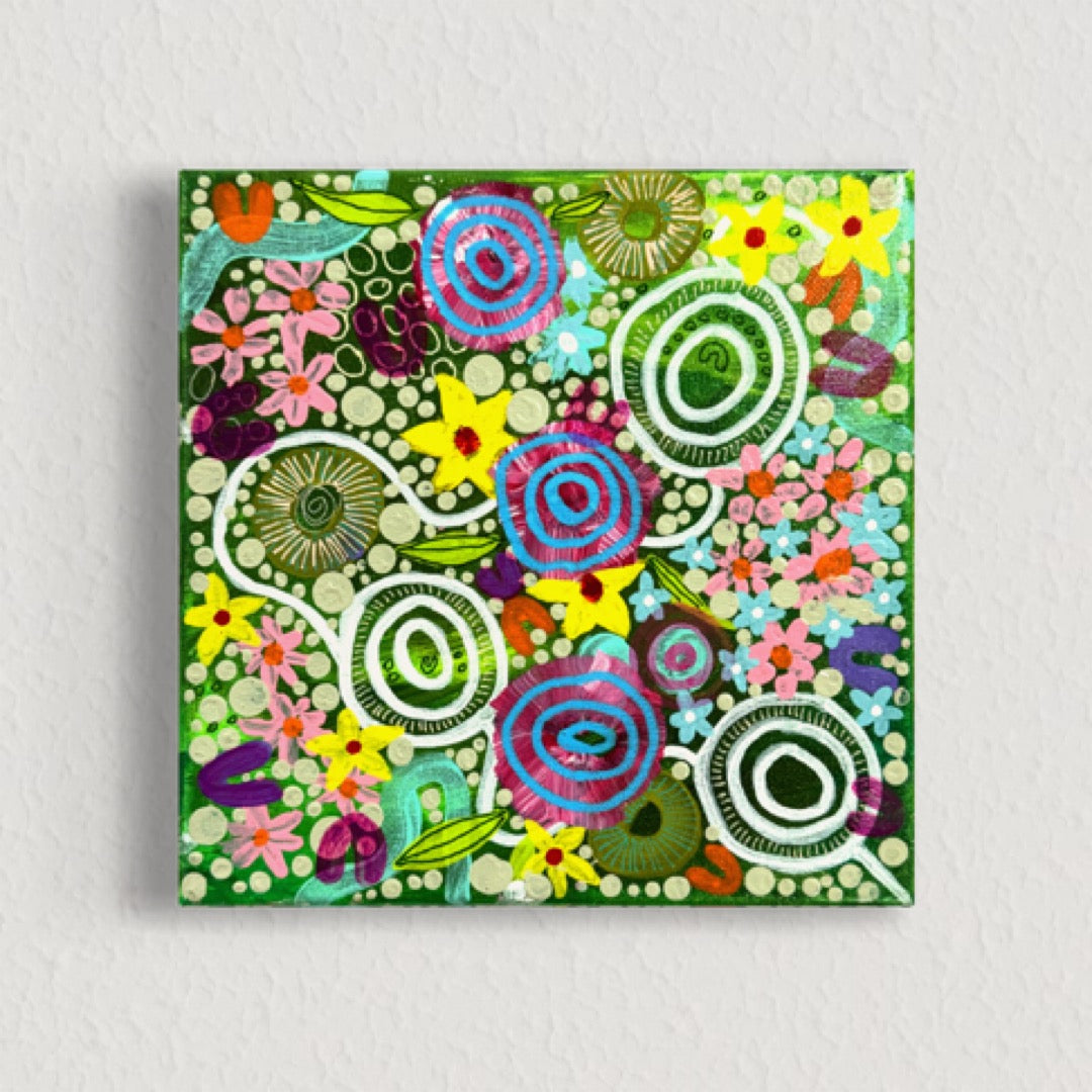 Aboriginal Art | Legacy Blossoms - 20 x 20 cm | Original painting