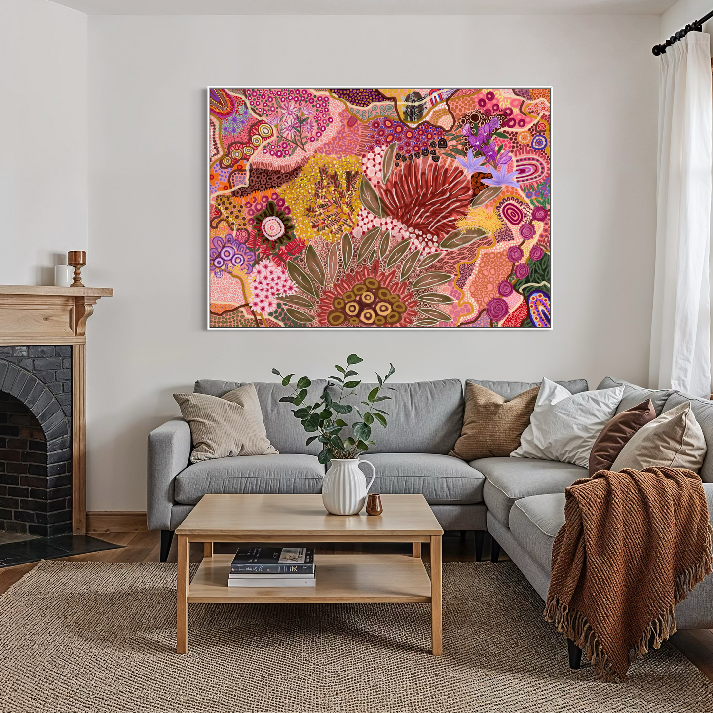 Beautiful Native Flowers | Aboriginal Art | Limited Premimum Framed Canvas Prints