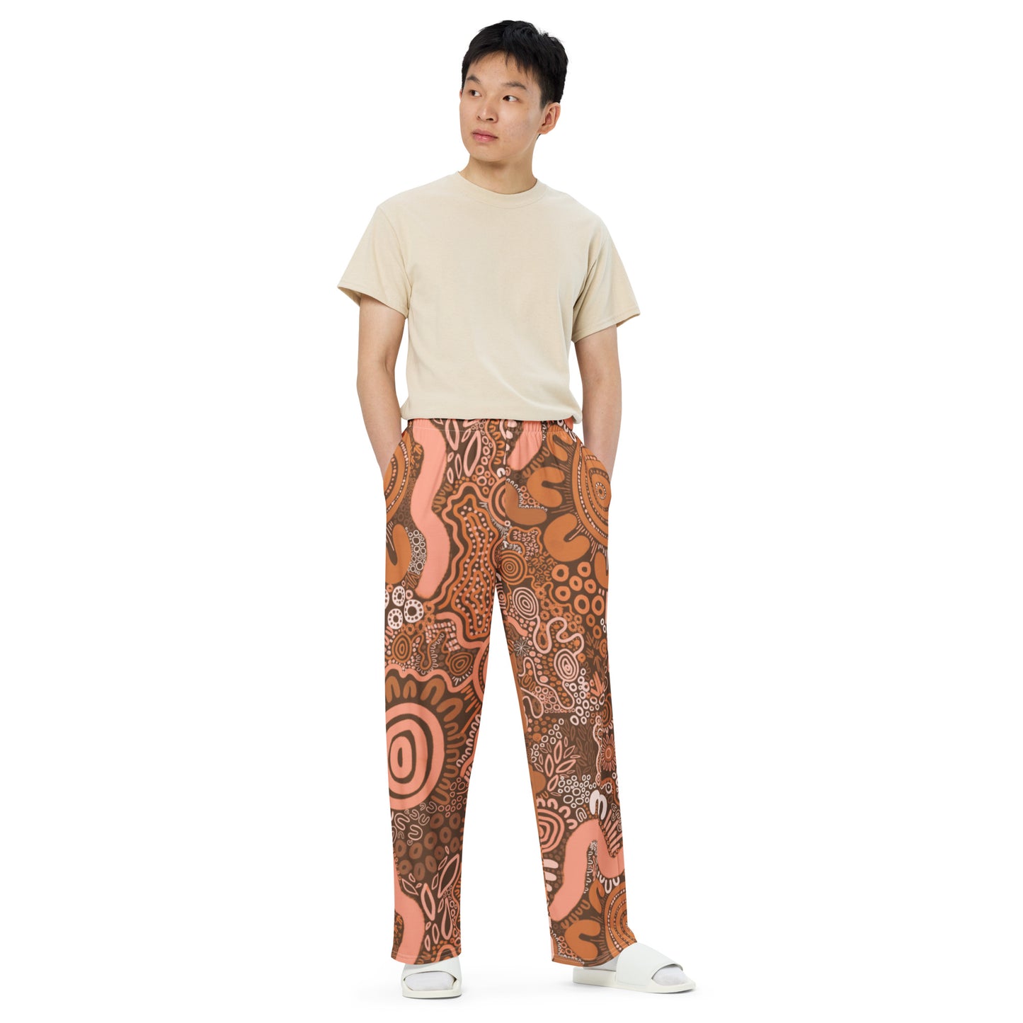 Aboriginal Art | Sharing Stories: Brown Edition | Unisex Wide-leg Pants
