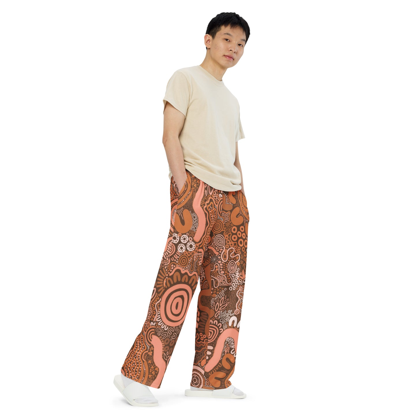 Aboriginal Art | Sharing Stories: Brown Edition | Unisex Wide-leg Pants