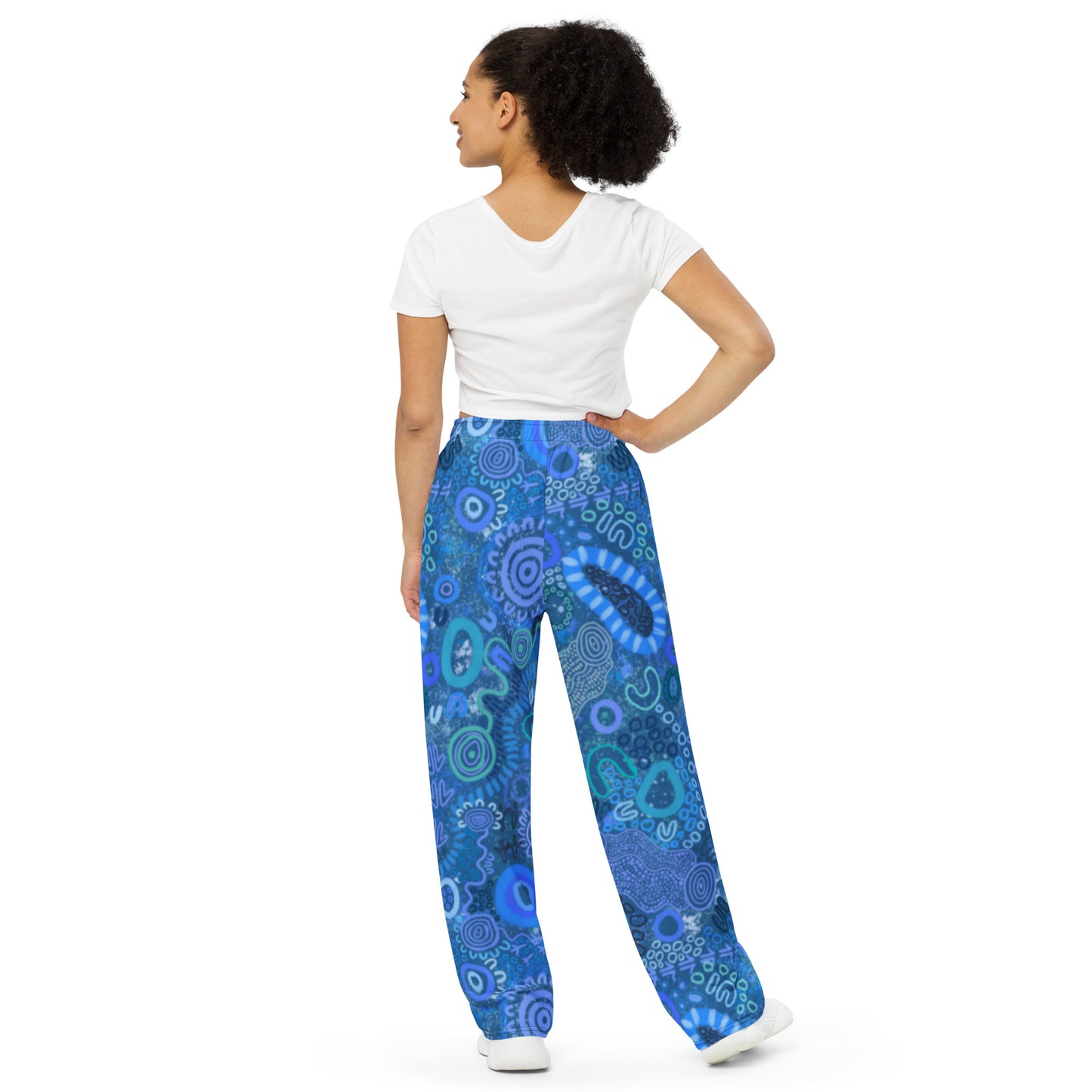 Aboriginal Art | Sapphire | Unisex Wide-leg Pants