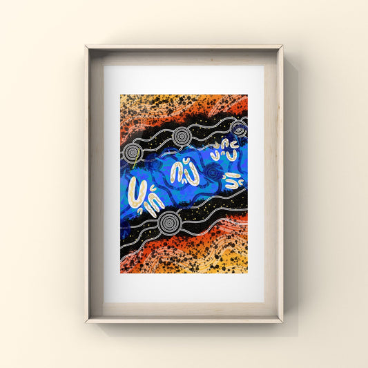Aboriginal Art | Swimming in the River | Art Print