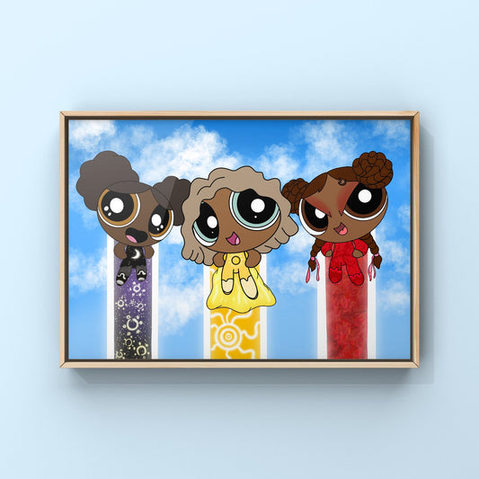 Inclusive Art | Black Power Puffs | Art Print