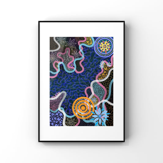 Aboriginal Art | River Meets Land | Art Print
