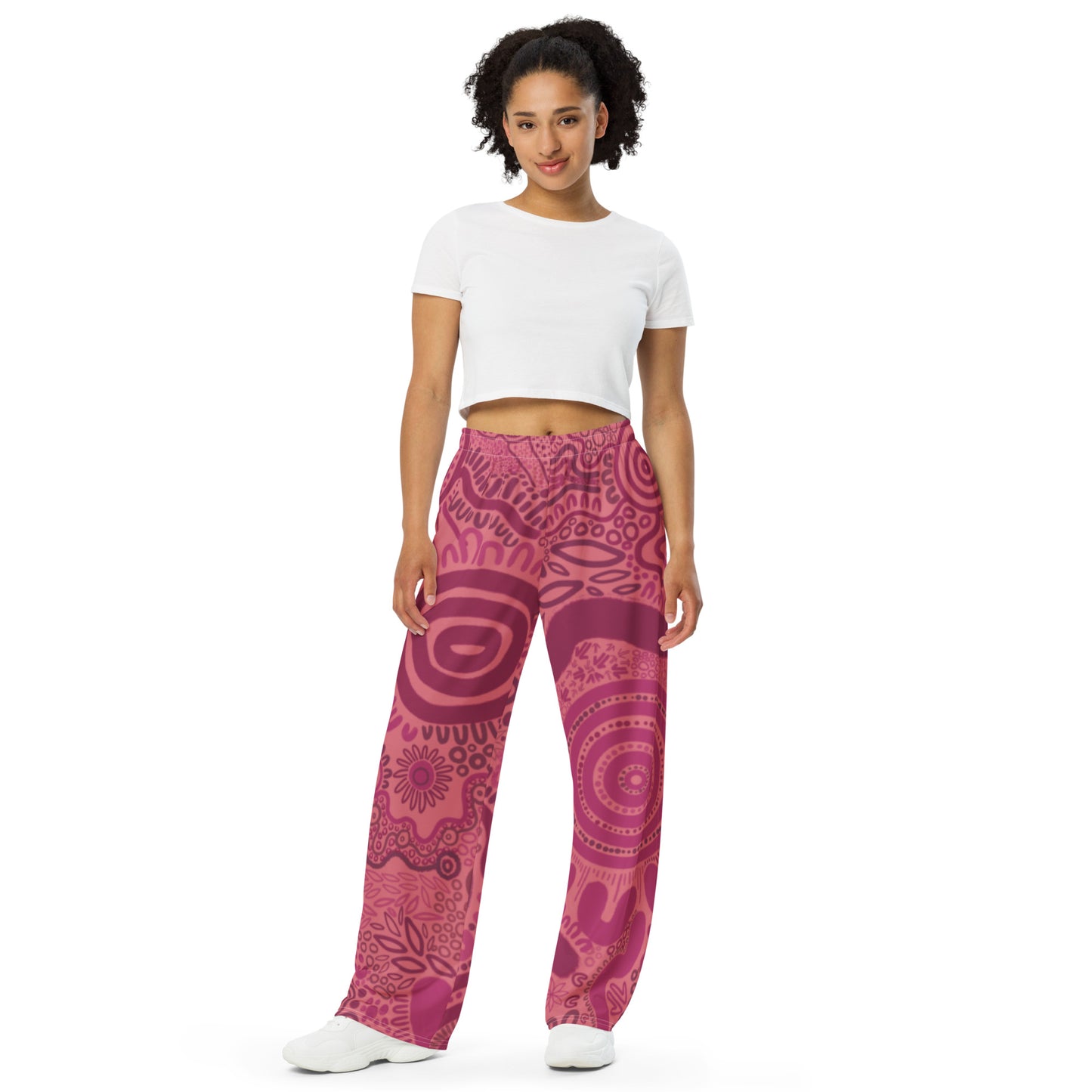 Aboriginal Art | Sharing Stories: Pink Edition | Unisex Wide-leg Pants