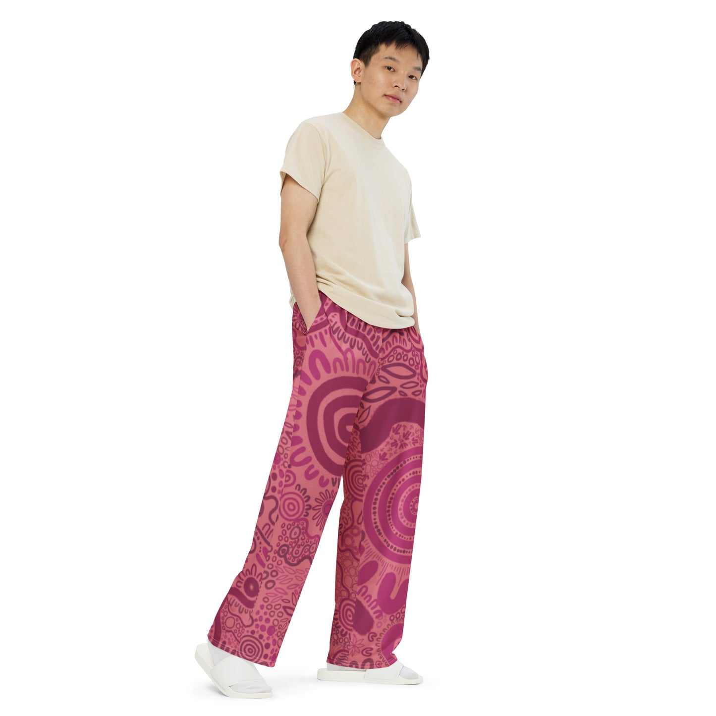 Aboriginal Art | Sharing Stories: Pink Edition | Unisex Wide-leg Pants