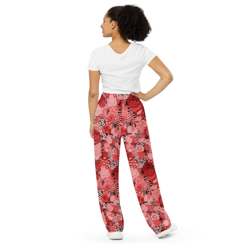 Aboriginal Art | Red Ochre | Unisex Wide-leg Pants