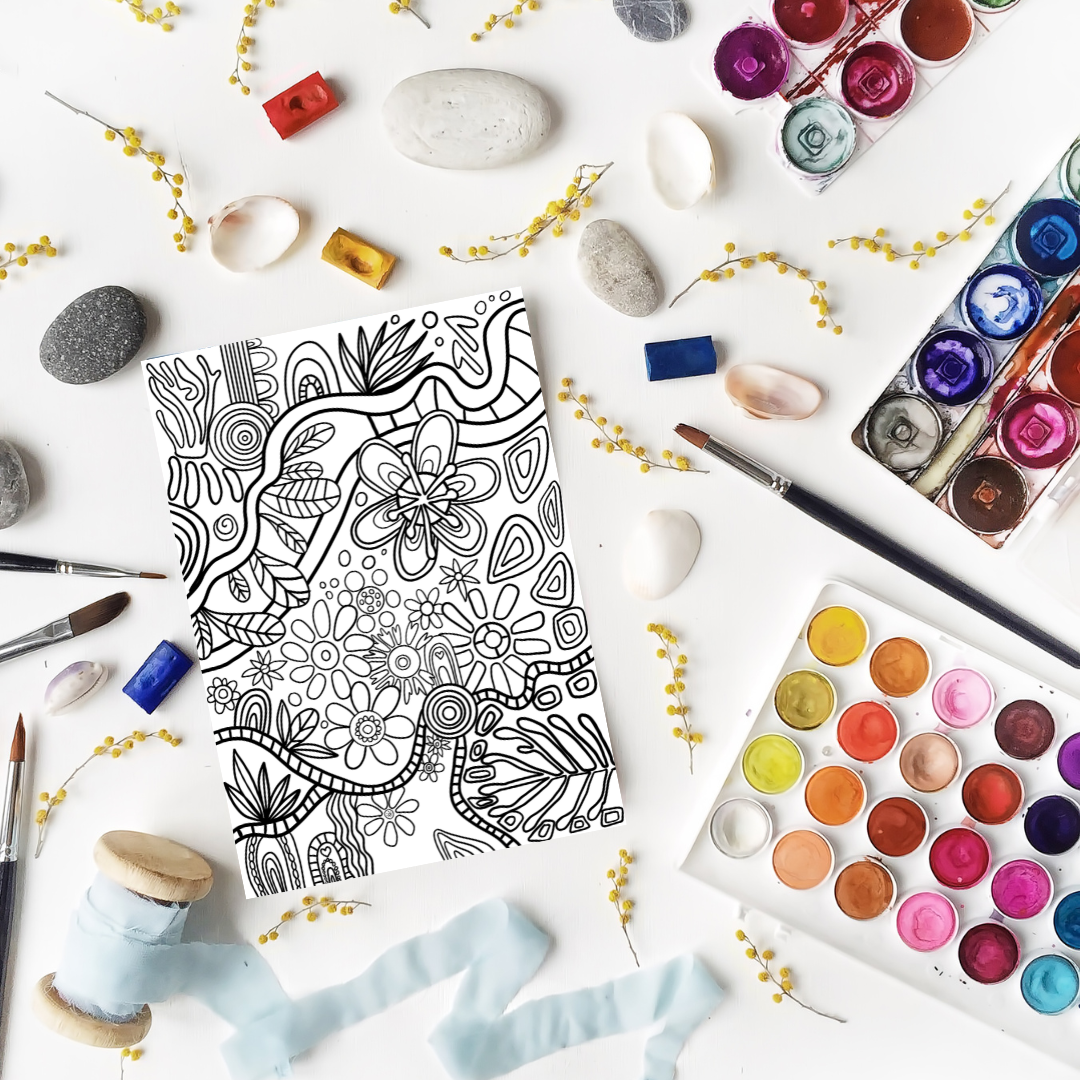 Aboriginal Art | Walking in Nature | Colouring Page