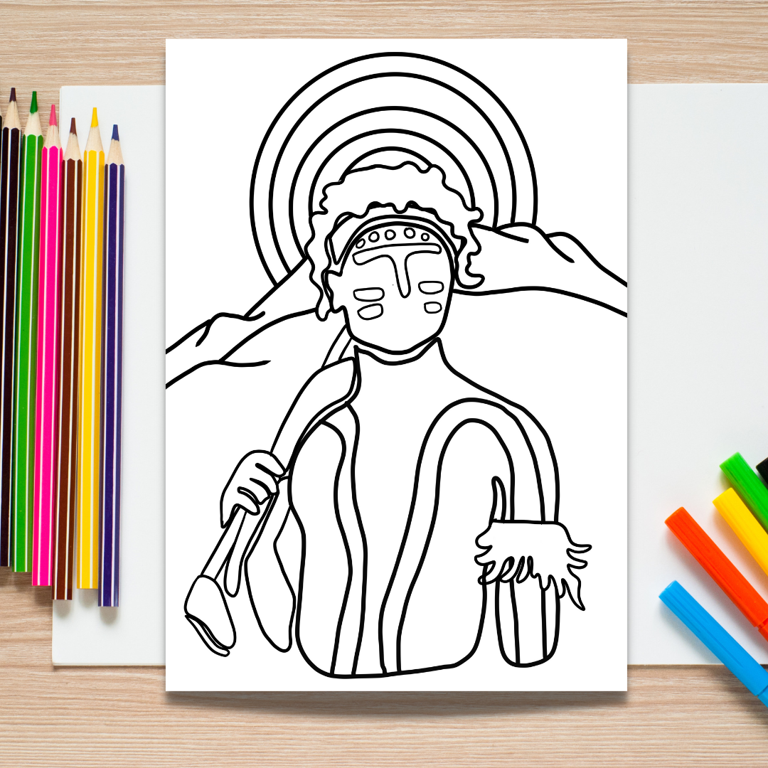 Aboriginal Art | Dreamtime Warrior | Colouring Page