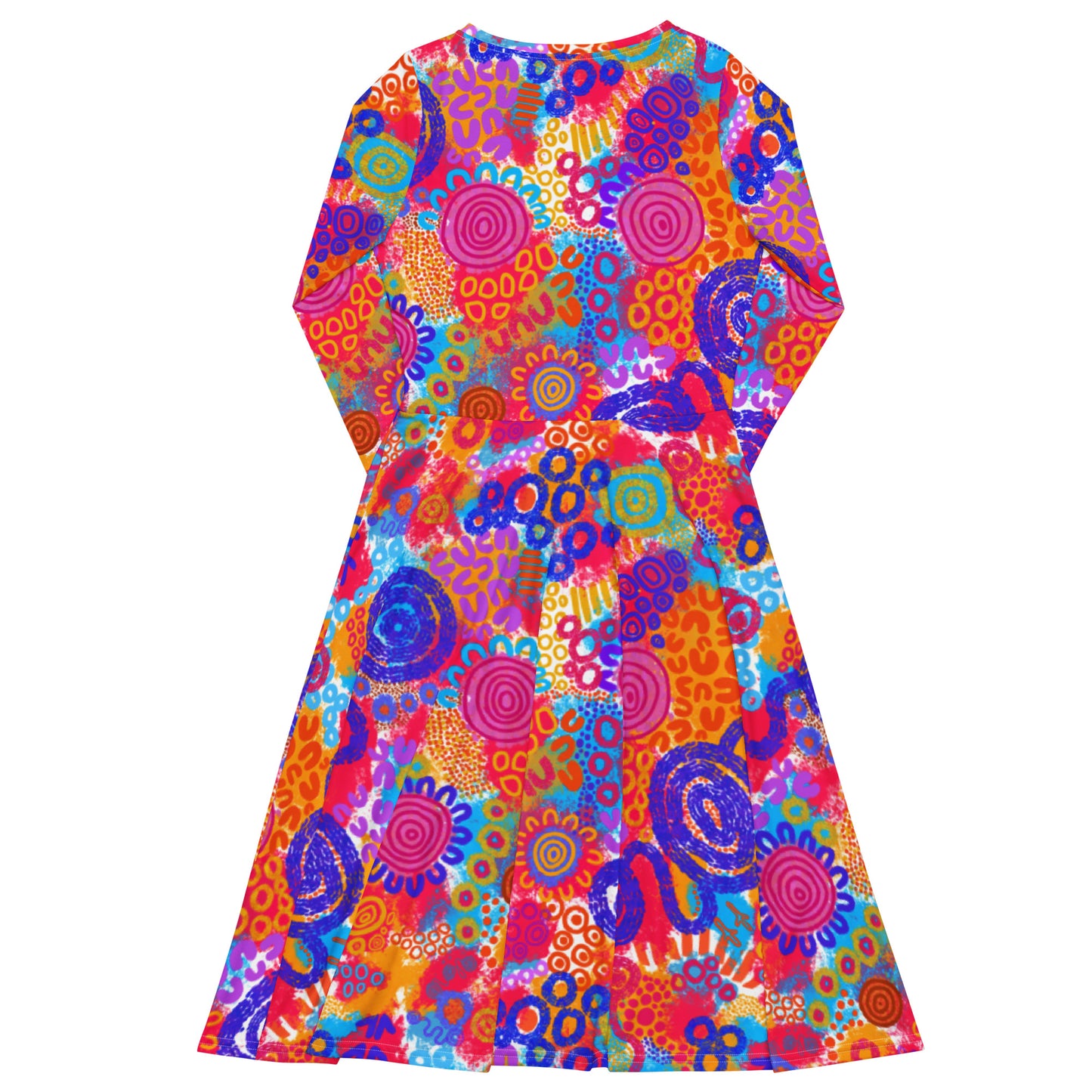 Aboriginal Art | Technicolour | Long Sleeve Midi Dress