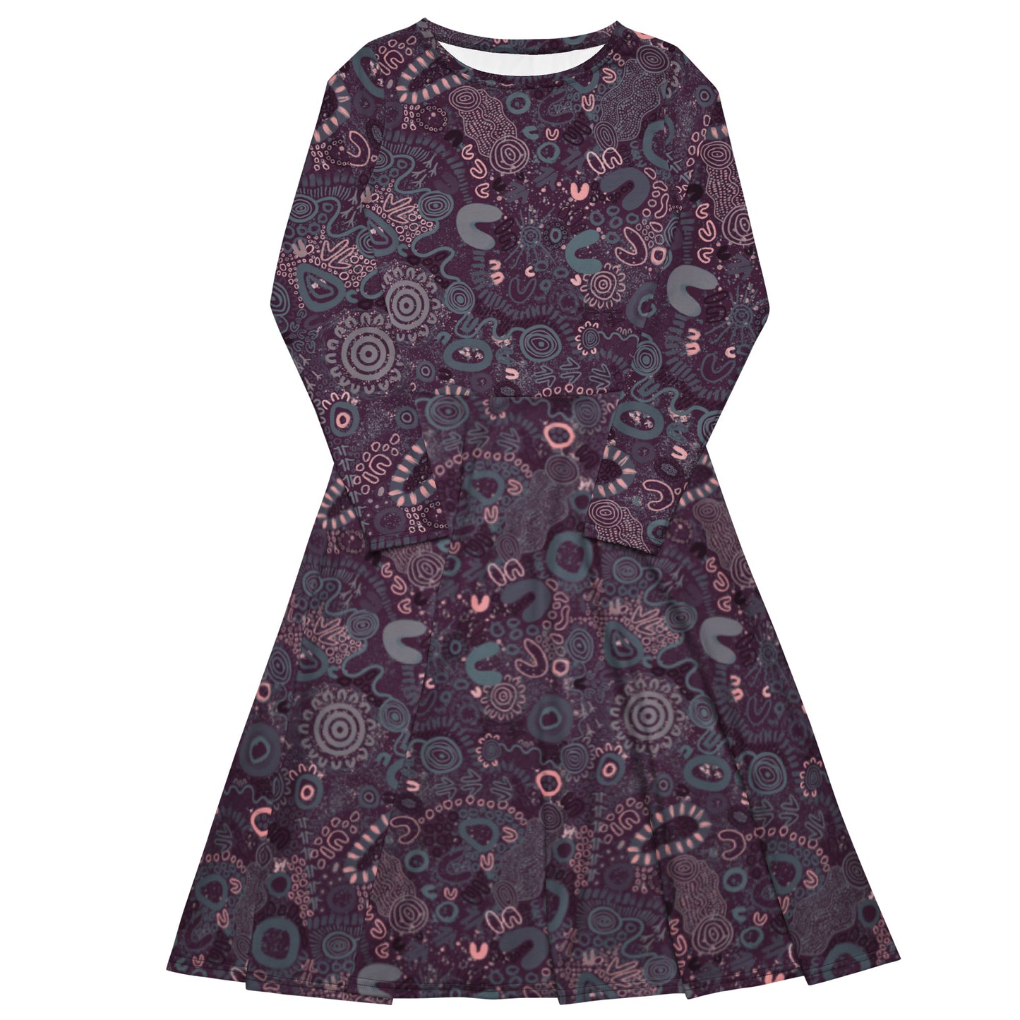 Aboriginal Art | Feminine Energy: Night Edition | Long Sleeve Midi Dress