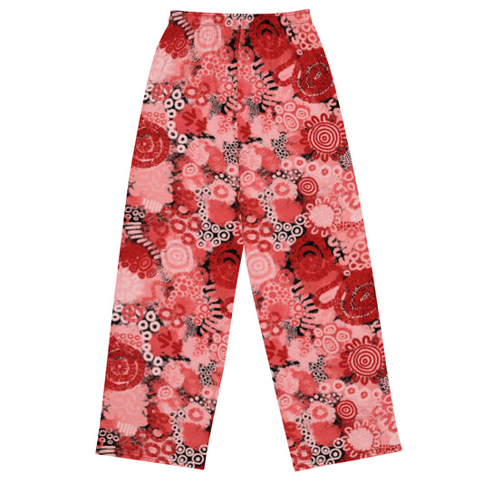 Aboriginal Art | Red Ochre | Unisex Wide-leg Pants