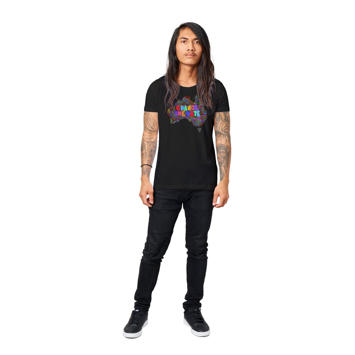 Aboriginal Art | Change The Date "Invasion day" | Premium Unisex Crewneck T-shirt
