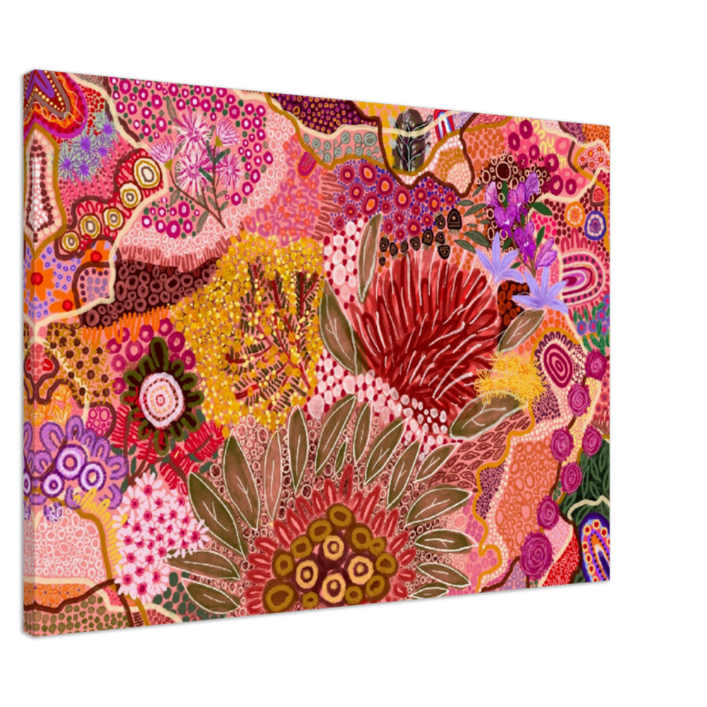 Aboriginal Art | Beautiful Native Flowers | Print to Canvas | Limited Release