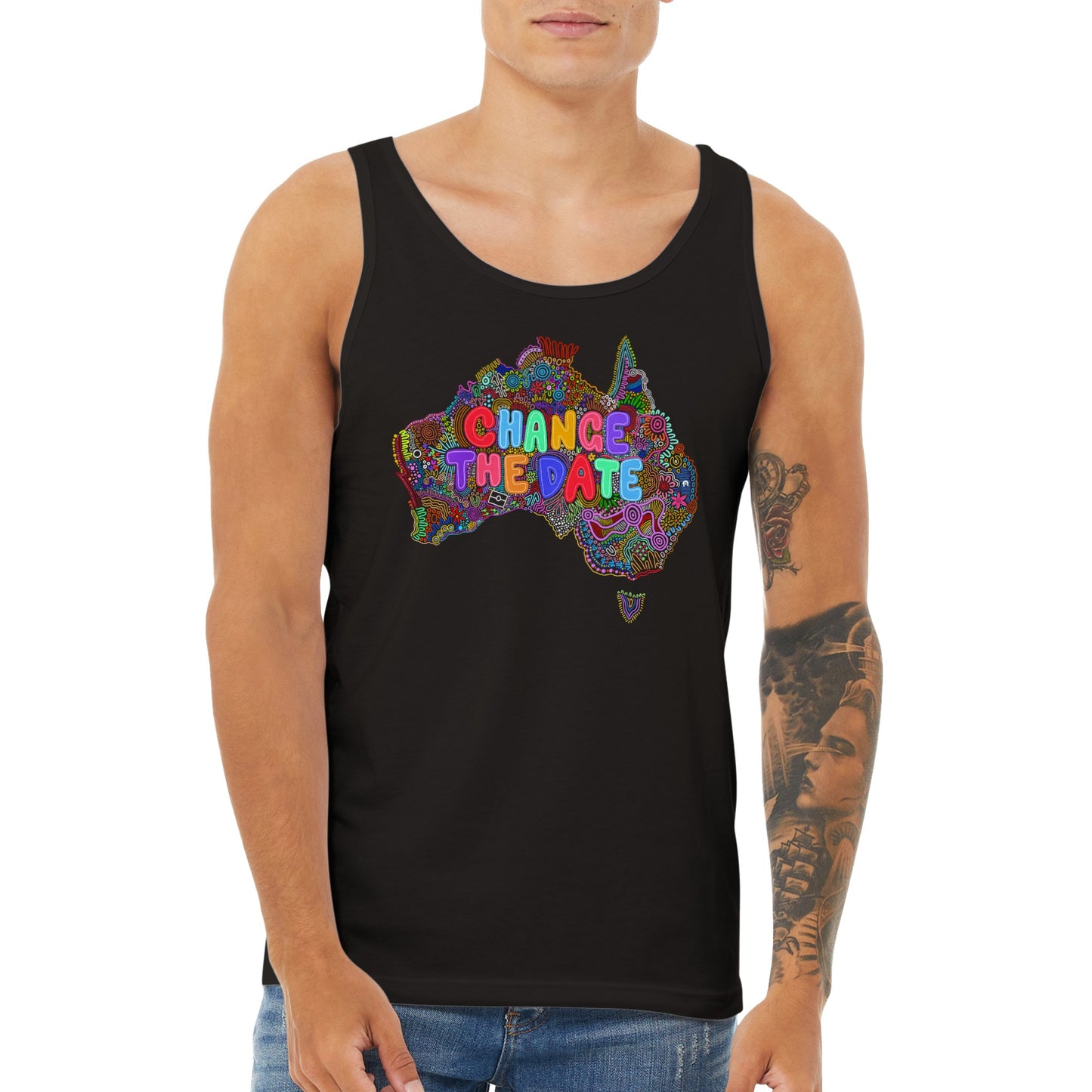 Aboriginal Art | Change the Date "Invasion Day" | Premium Unisex Tank Top