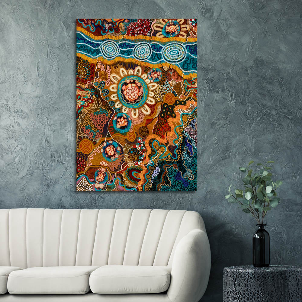 Aboriginal Art | Newcastle Harbour | Print to Canvas | Limited Release