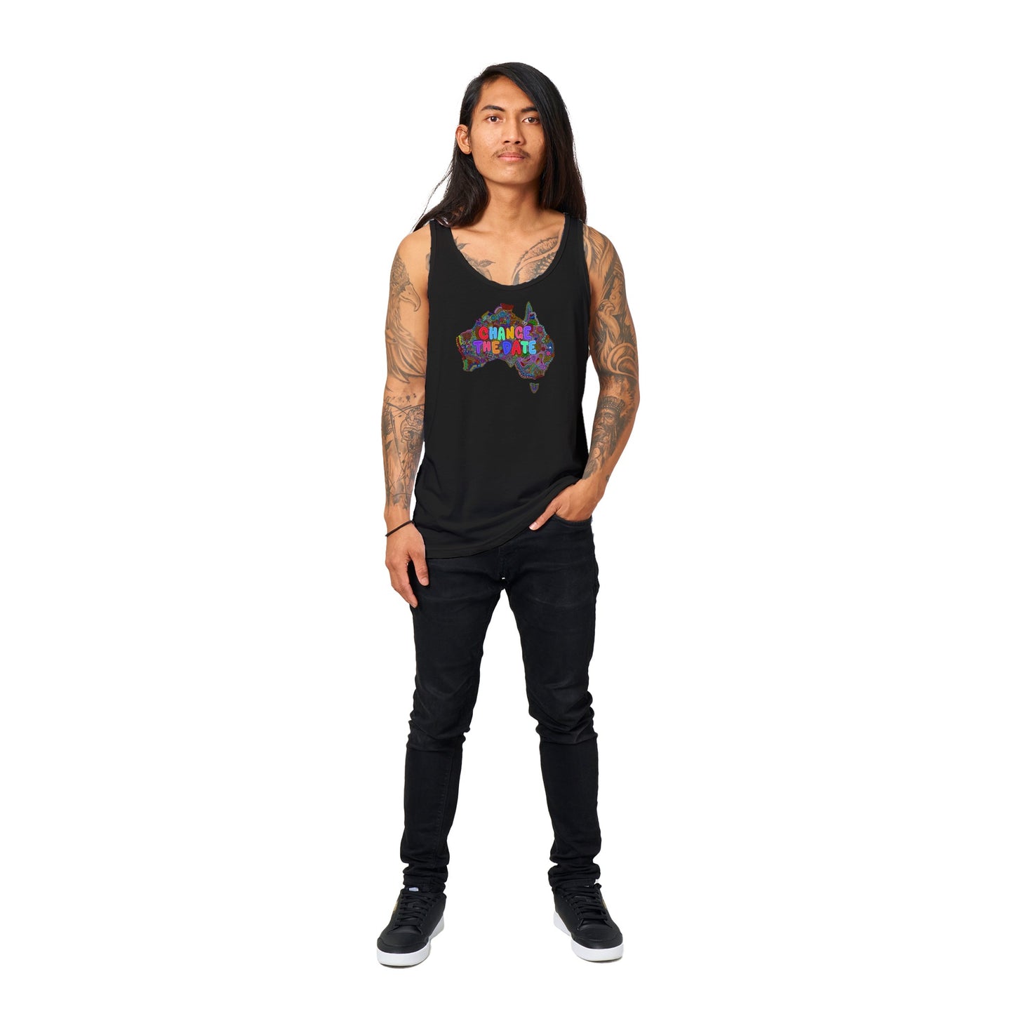 Aboriginal Art | Change the Date "Invasion Day" | Premium Unisex Tank Top