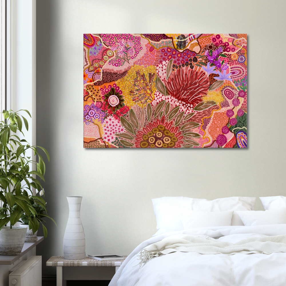 Aboriginal Art | Beautiful Native Flowers | Print to Canvas | Limited Release