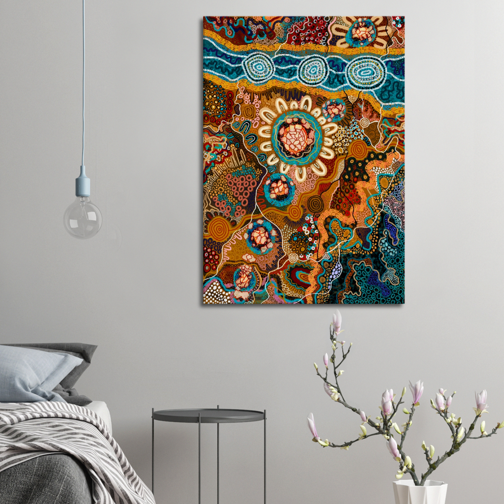 Aboriginal Art | Newcastle Harbour | Print to Canvas | Limited Release