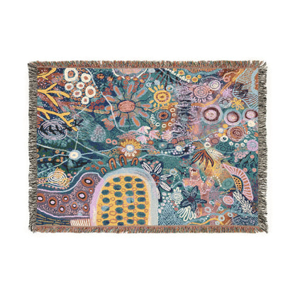 Aboriginal Art | Bocar Bindy | 100% cotton Cozy Woven Blanket  
