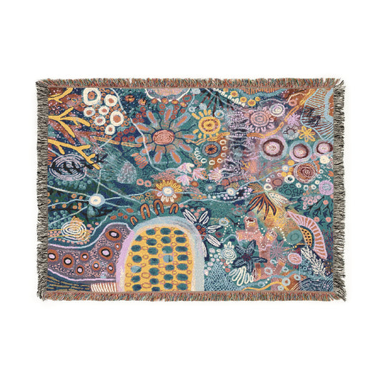 Aboriginal Art | Bocar Bindy | 100% cotton Cozy Woven Blanket  