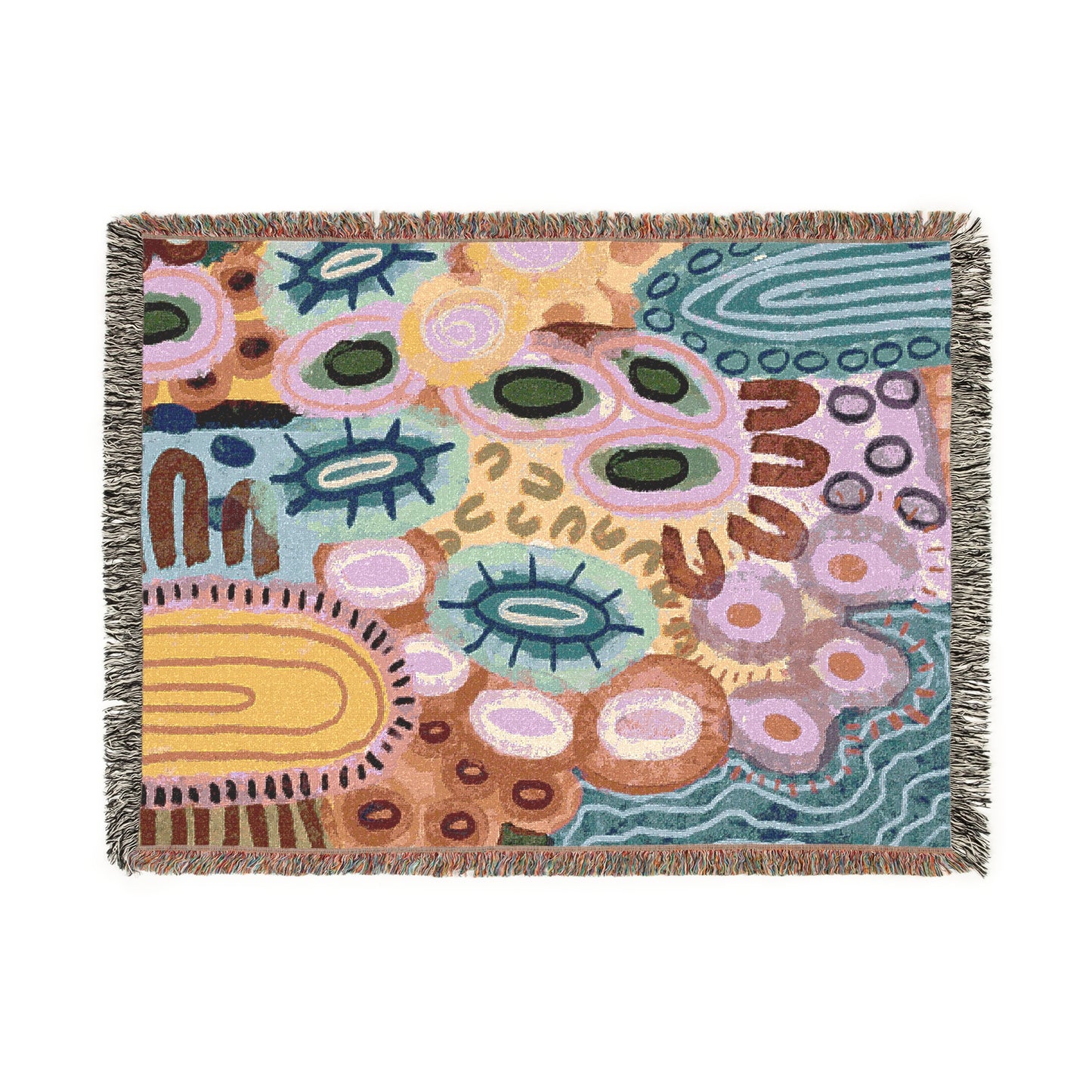 Aboriginal Art | Yarning | 100% cotton Cozy Woven Blanket  