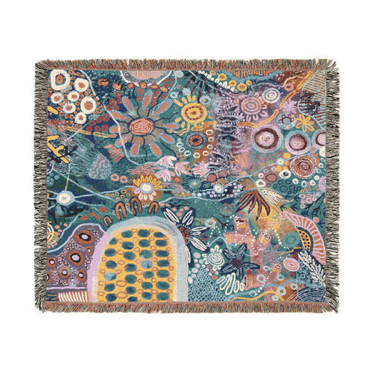 Aboriginal Art | Bocar Bindy | 100% cotton Cozy Woven Blanket  