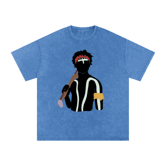 Aboriginal Art | Dreamtime Warrior | Streetwear Unisex 100% Cotton Loose Basic Tee