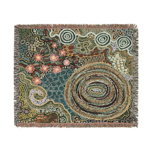 Aboriginal Art | Gumtrees | 100% cotton Cozy Woven Blanket  