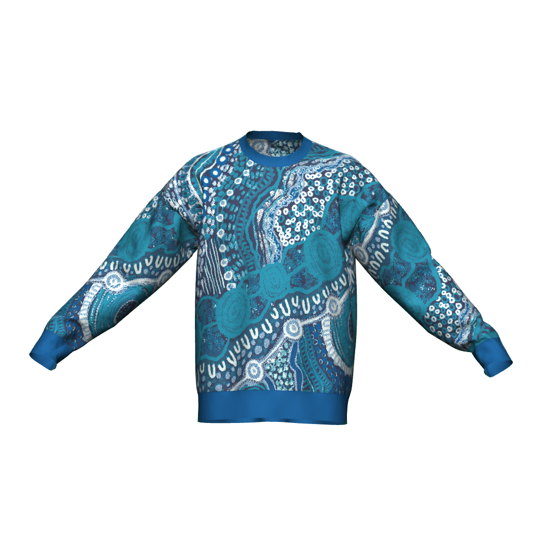 Aboriginal Art | Baba in Blue | Unisex Knit Sweater "Pullover"